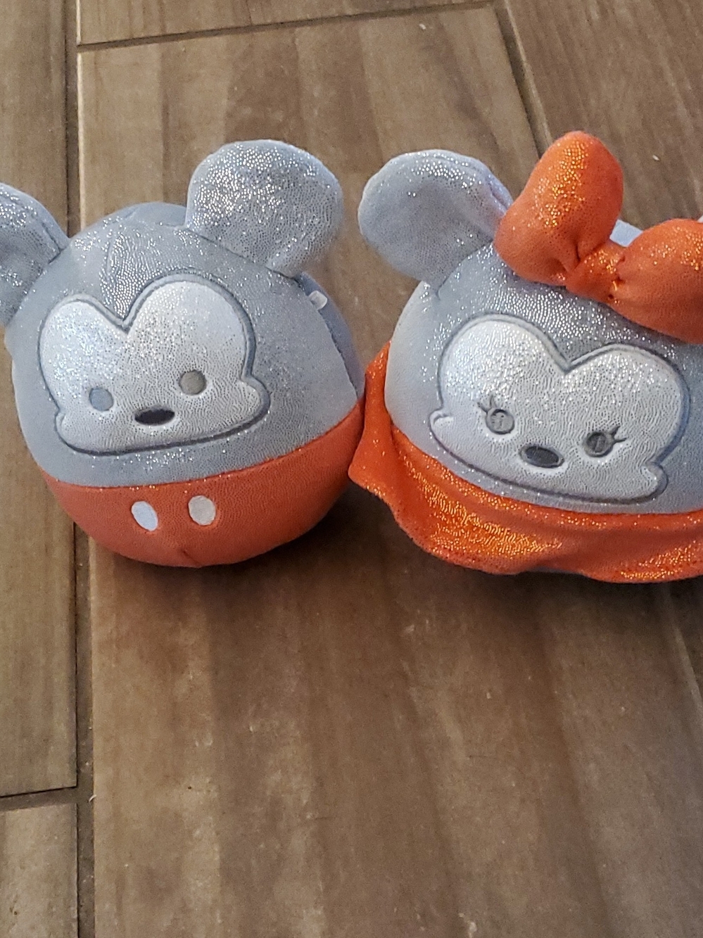 Disney Silver Glitter Squishmallows Plush with Orange Trim